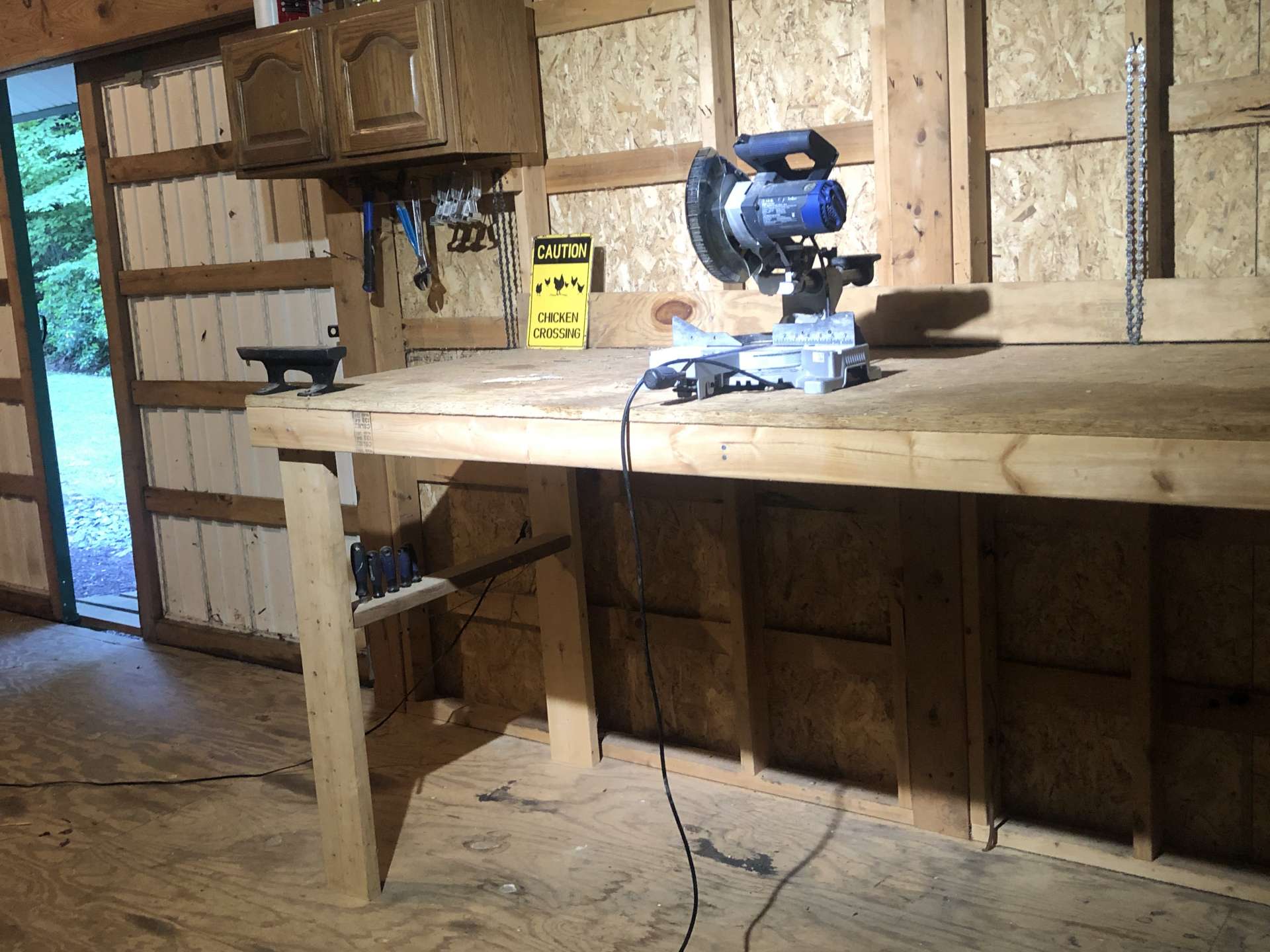 Woodworking shop in upstairs section of barn